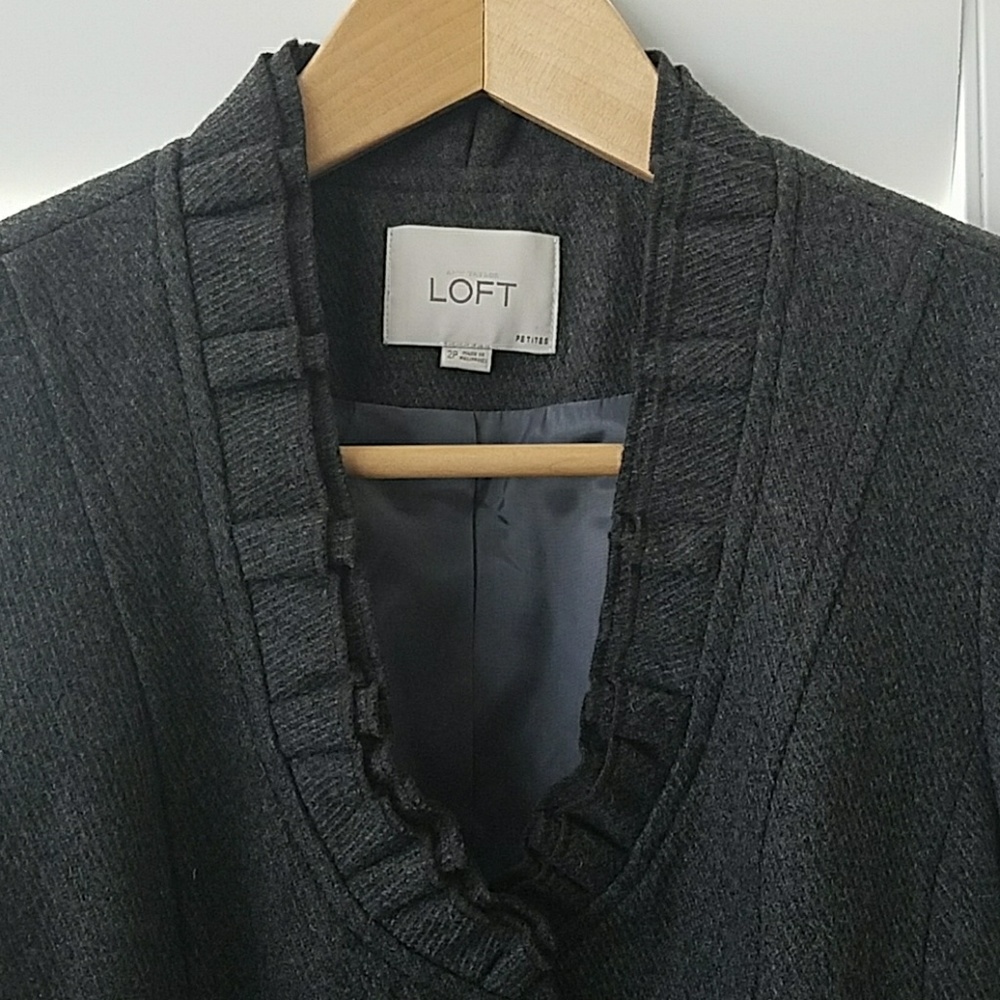 Loft Gray Ruffle Blazer - Picture 2 of 6